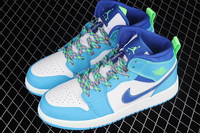 All categories Air Jordan Jordan series basketball shoes Air Jordan 1 Mid G version pure original Air Jordan 1 Mid AJ1 Joe 1 blue and green Chinese culture basketball shoes DA8010-400